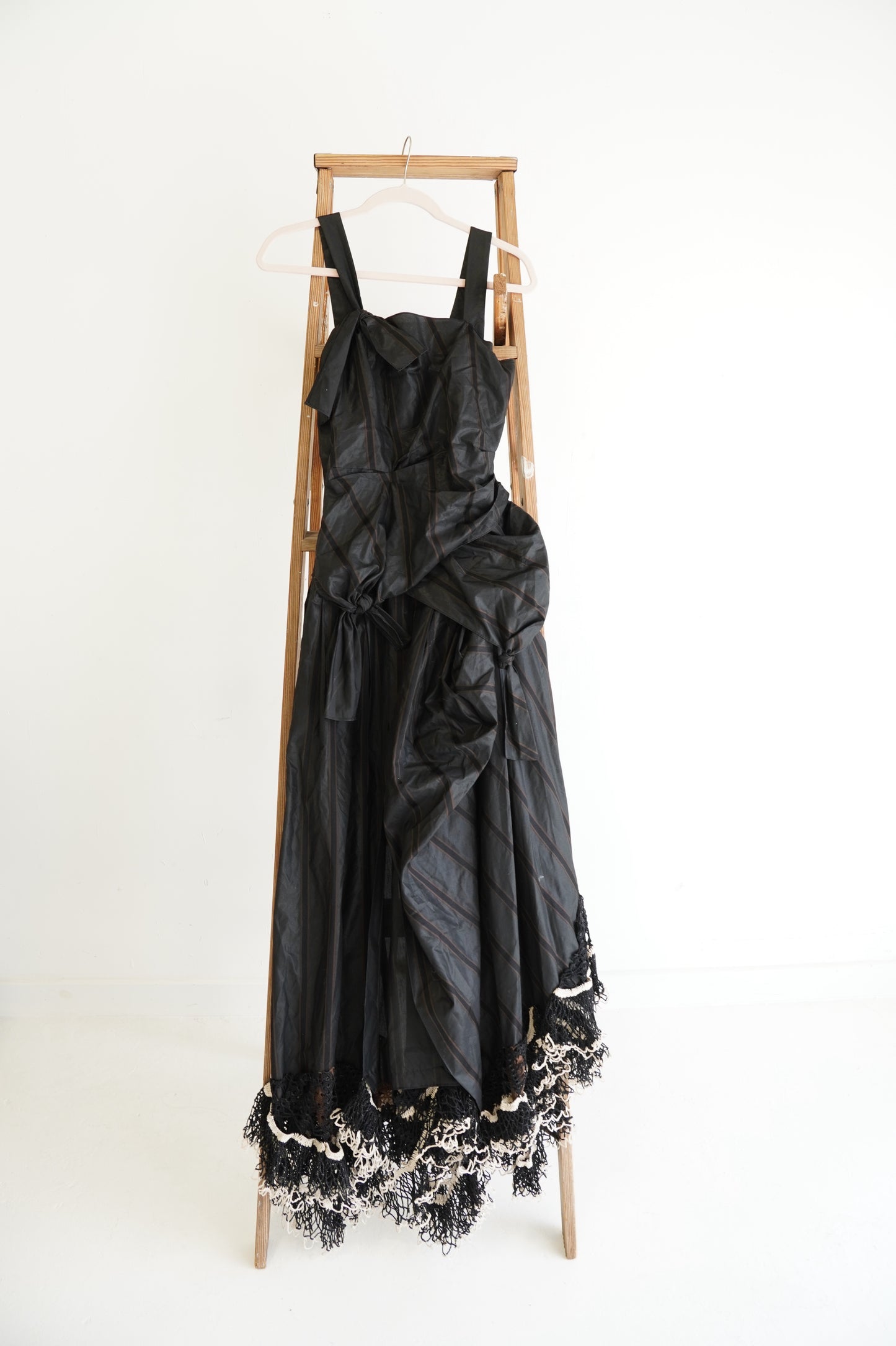 Diotima Crochet-Trimmed Striped Long Dress