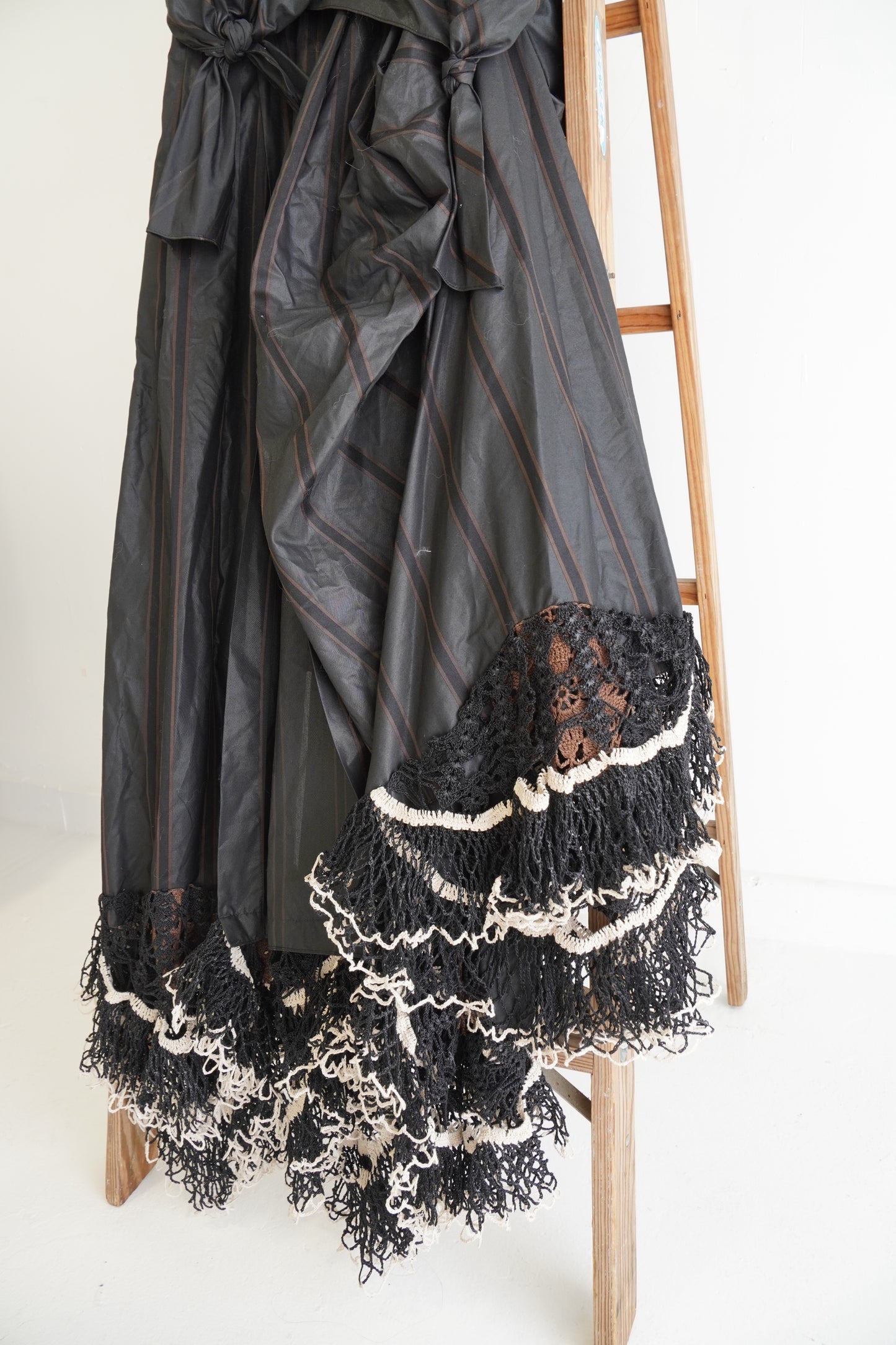 Diotima Crochet-Trimmed Striped Long Dress