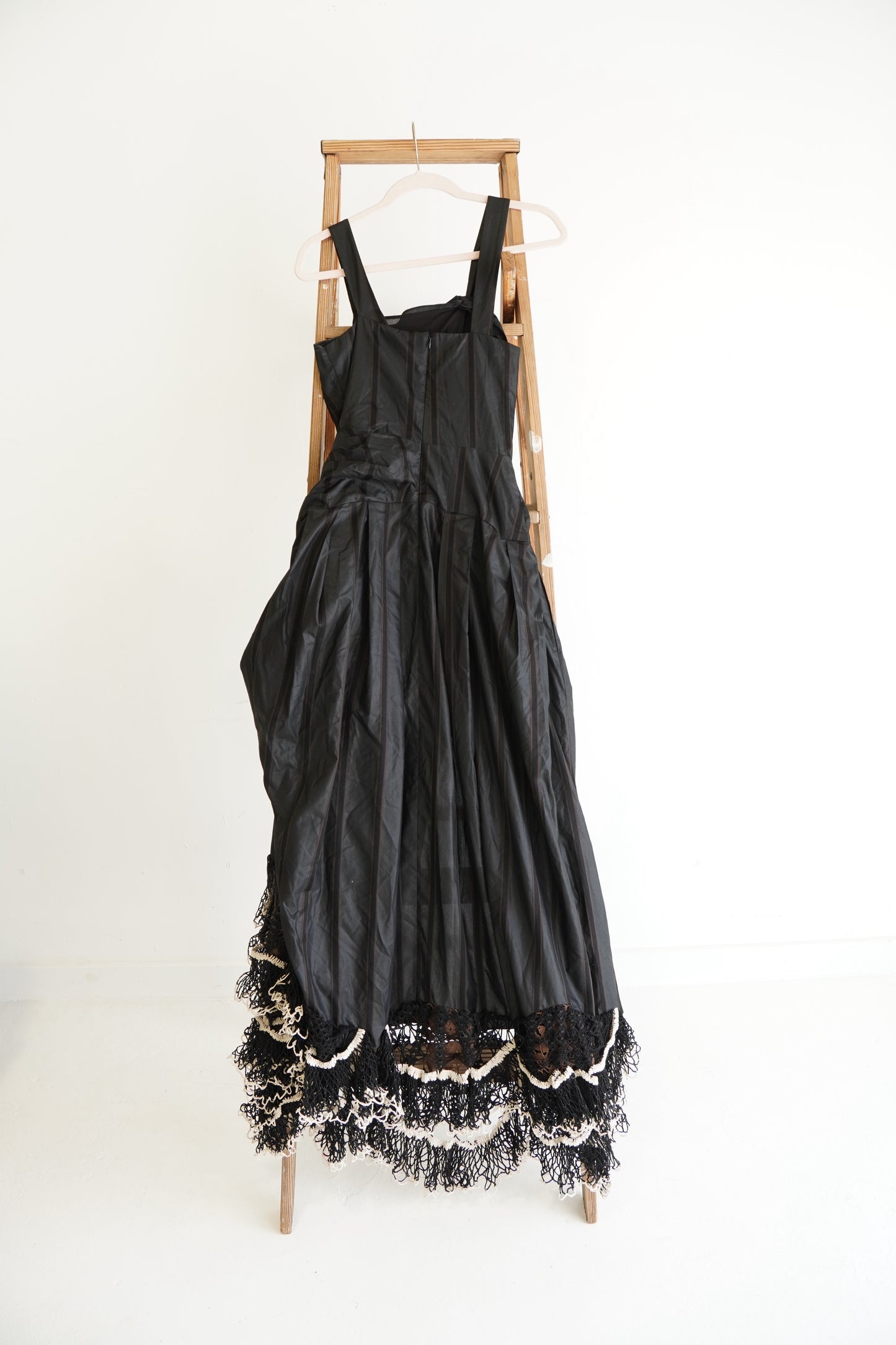 Diotima Crochet-Trimmed Striped Long Dress