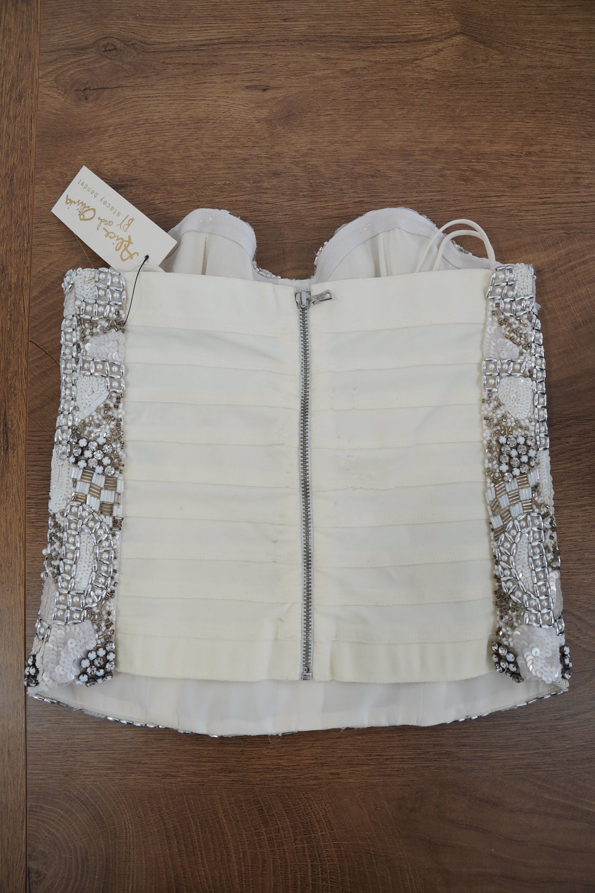 Alice + Olivia Strapless Beaded Corset Top, Size XS