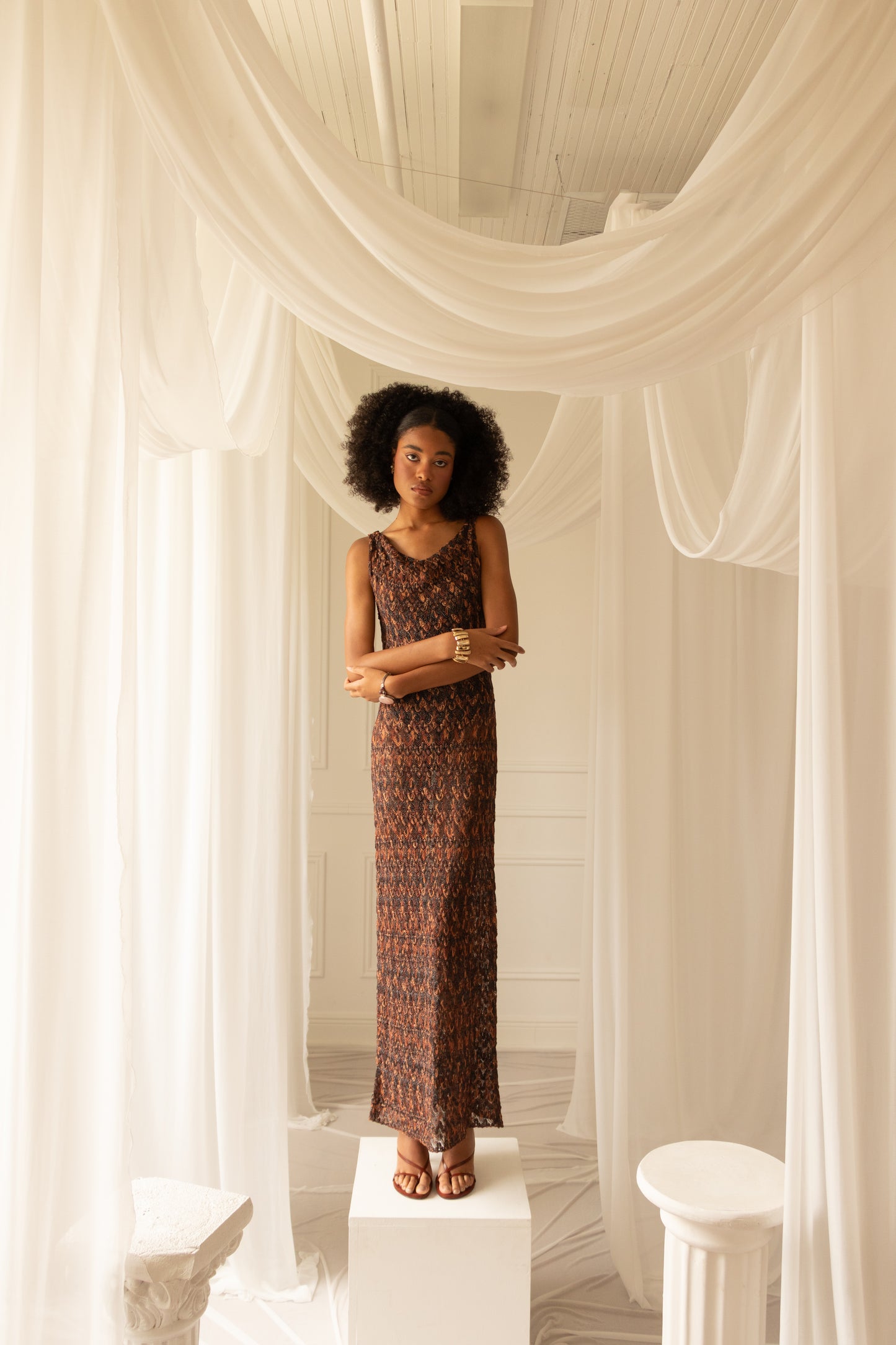 Missoni Metallic Open-Knit Maxi Dress, Size Small