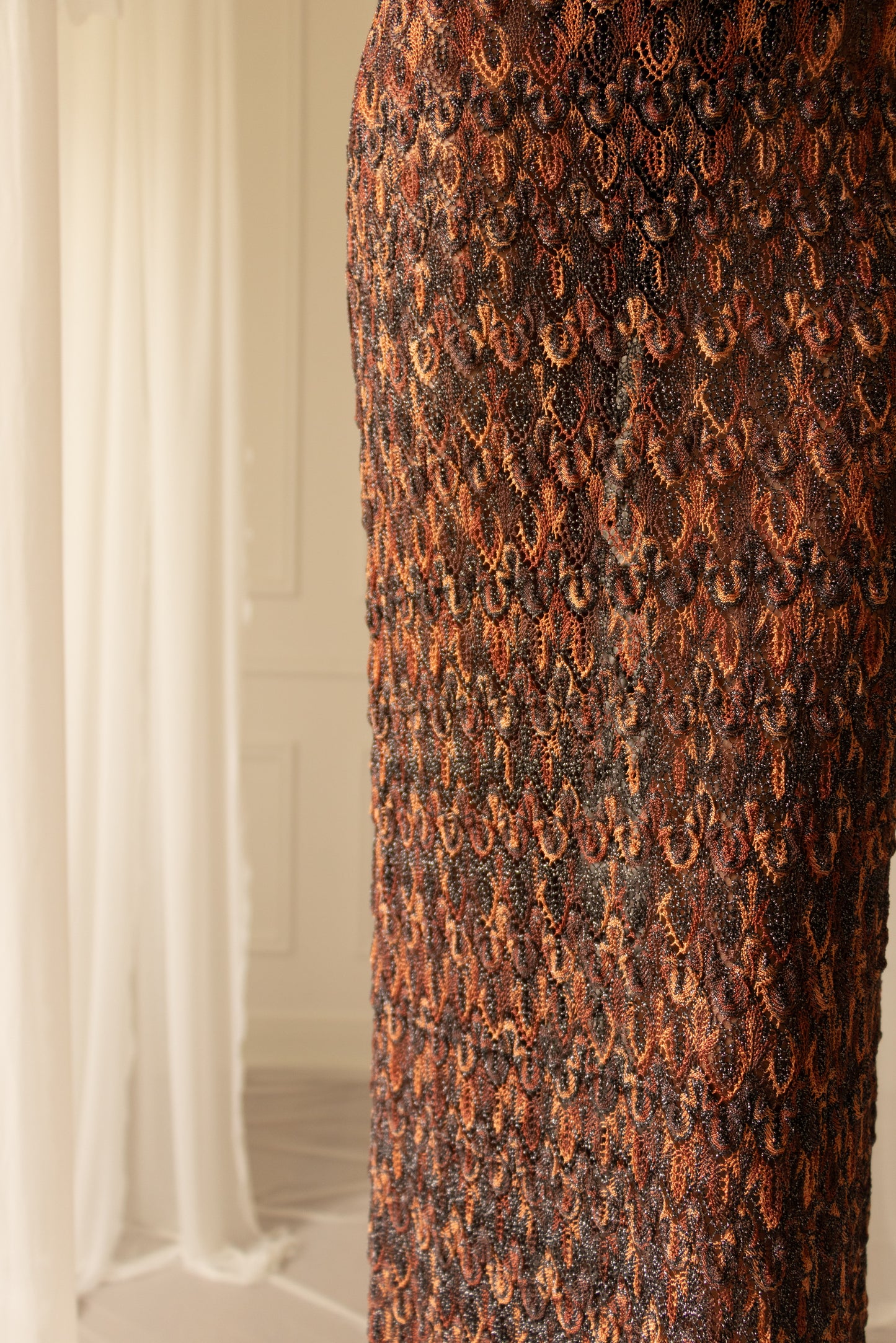Missoni Metallic Open-Knit Maxi Dress, Size Small