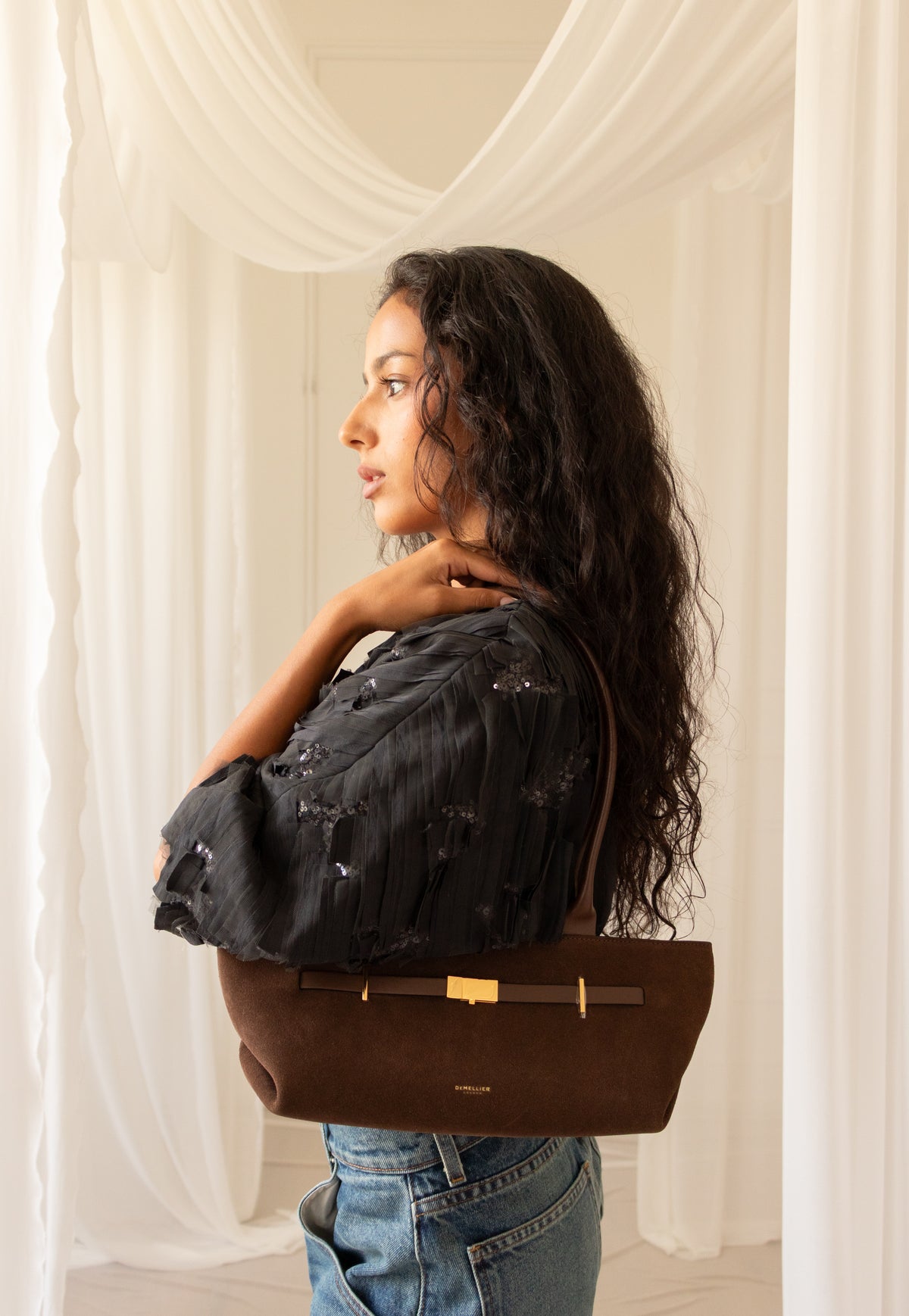 DeMellier Brown Suede Shoulder Bag