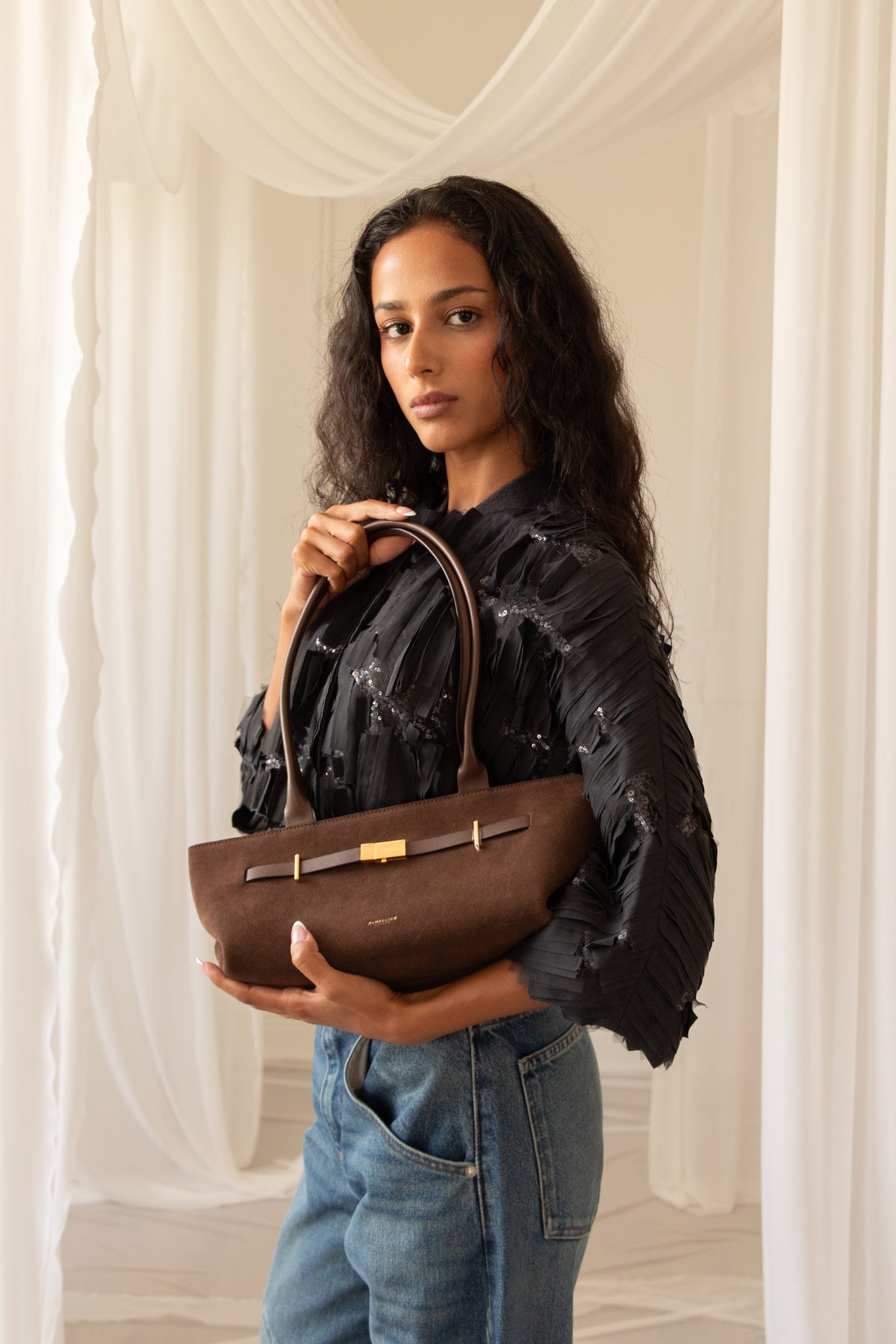 DeMellier Brown Suede Shoulder Bag