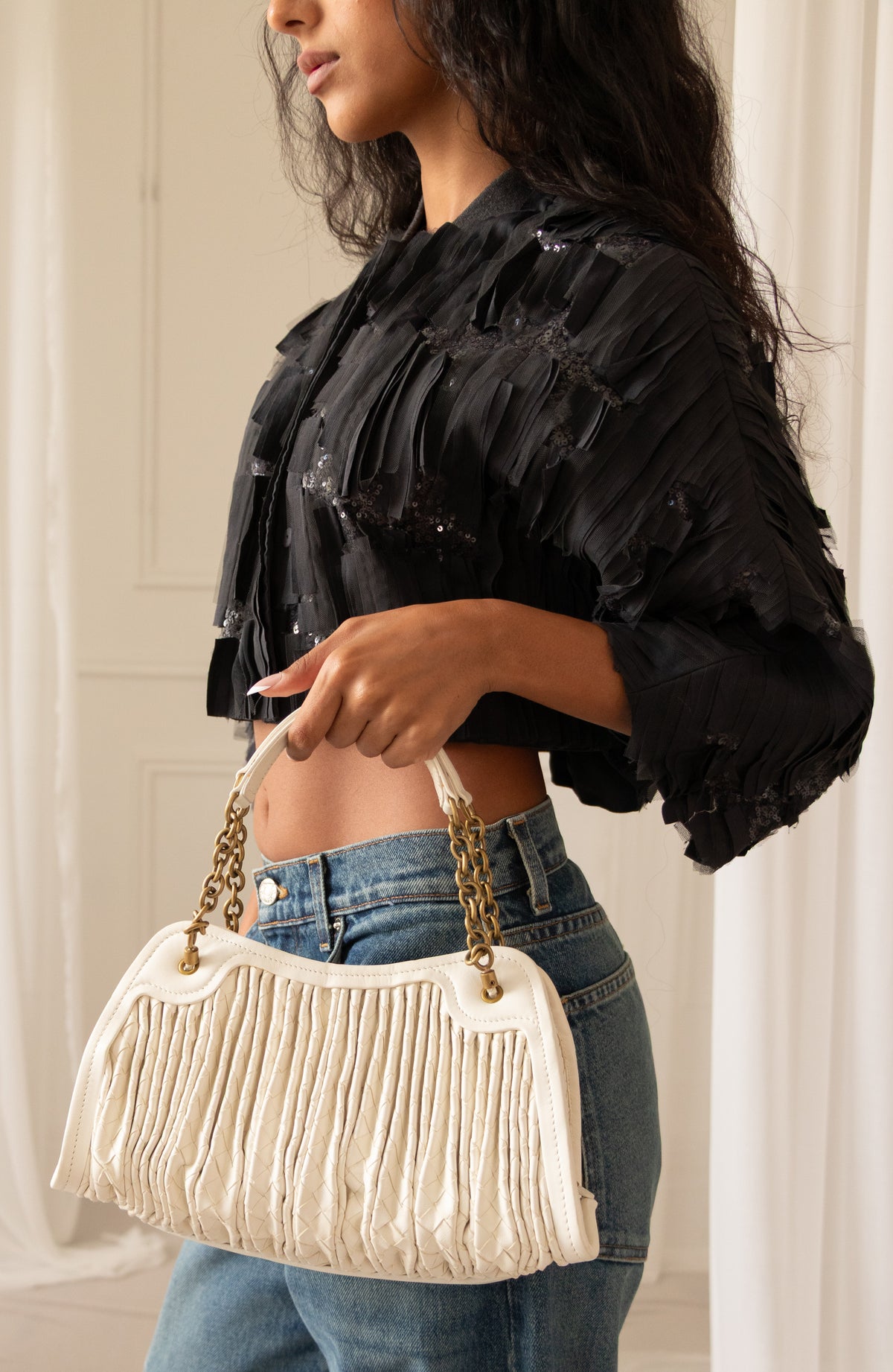 Bottega Veneta Pleated Intrecciato Leather Bag