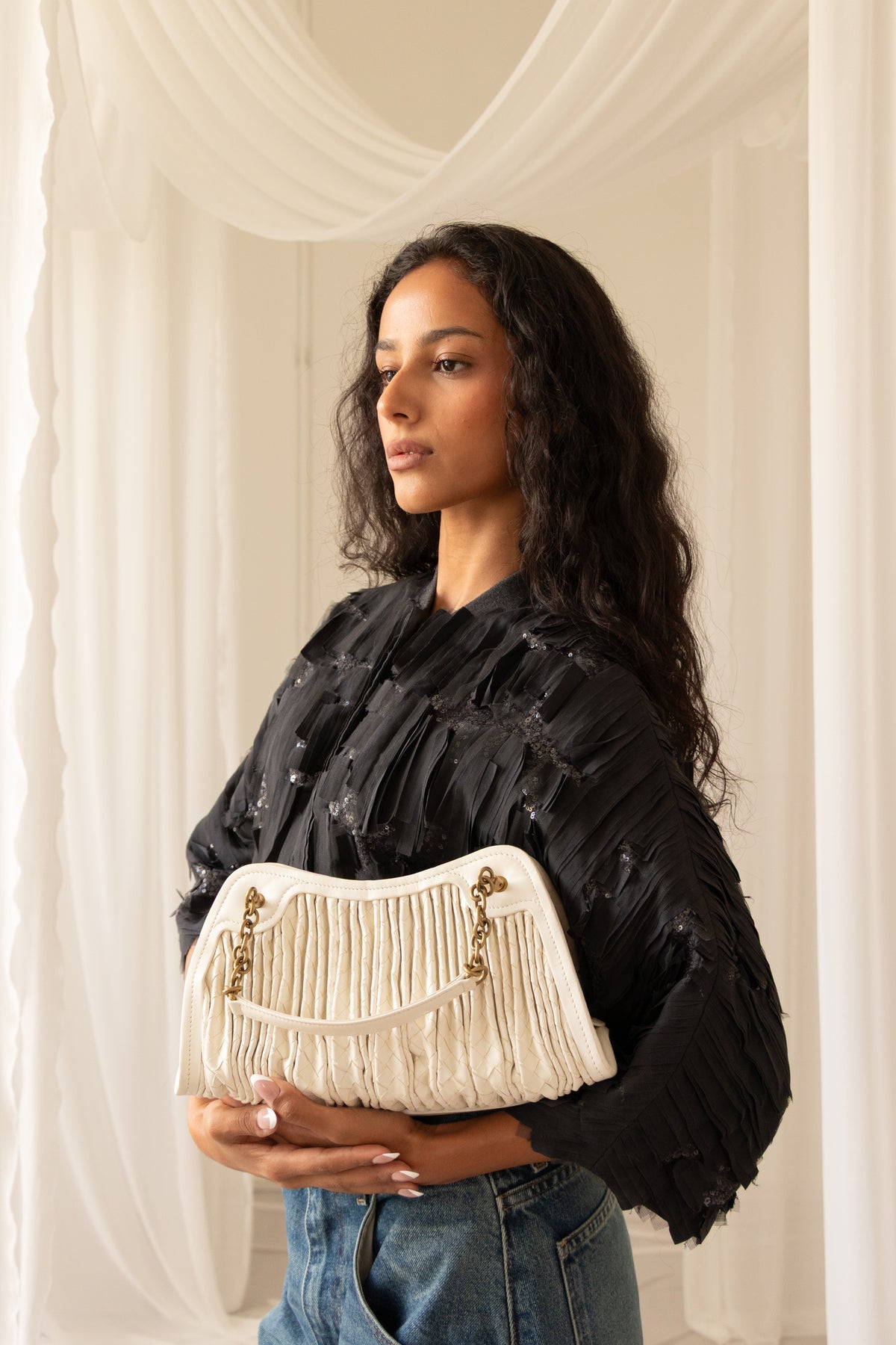 Bottega Veneta Pleated Intrecciato Leather Bag