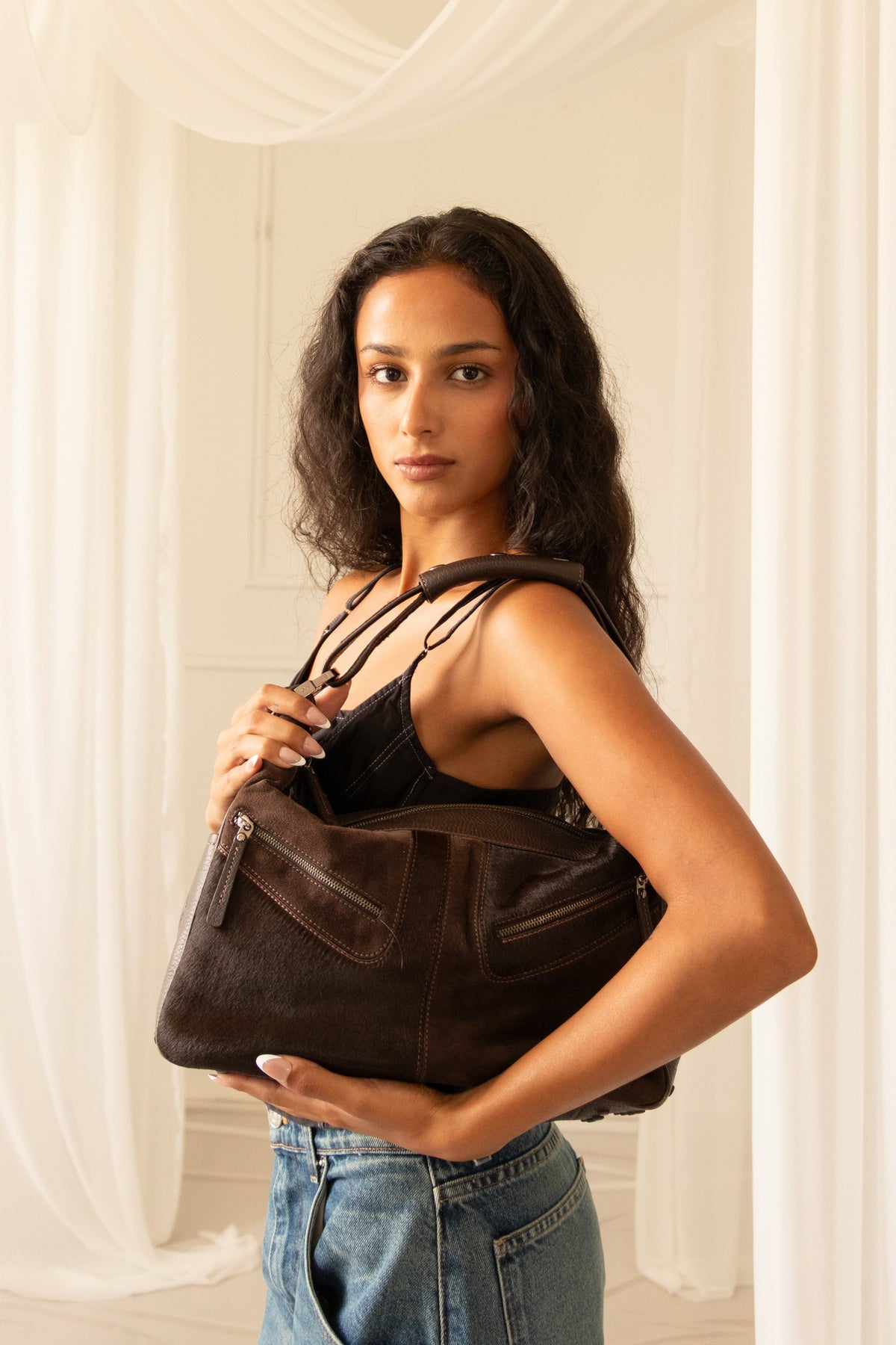 Tod’s Brown Pony Hair Top Handle Bag