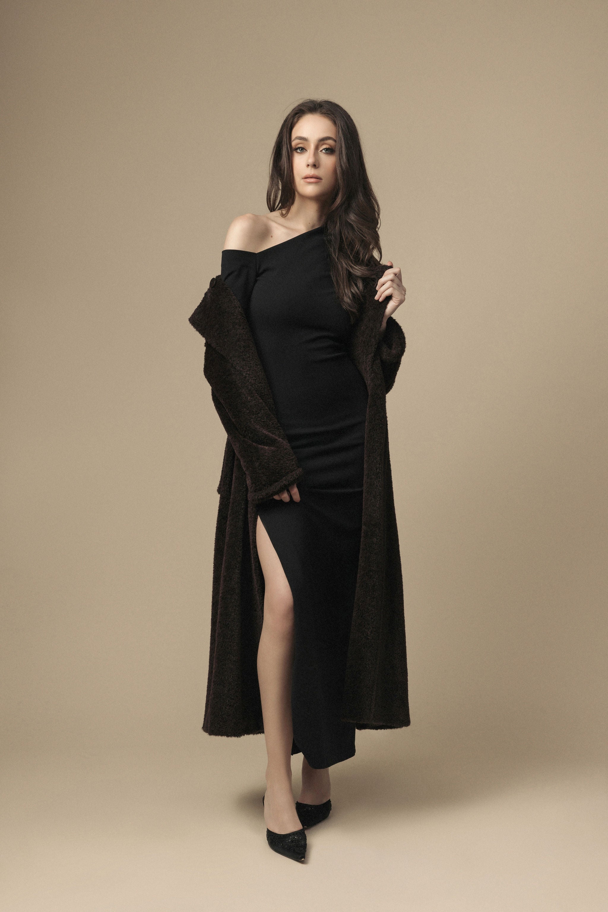 Solace London Open Shoulder Black Dress