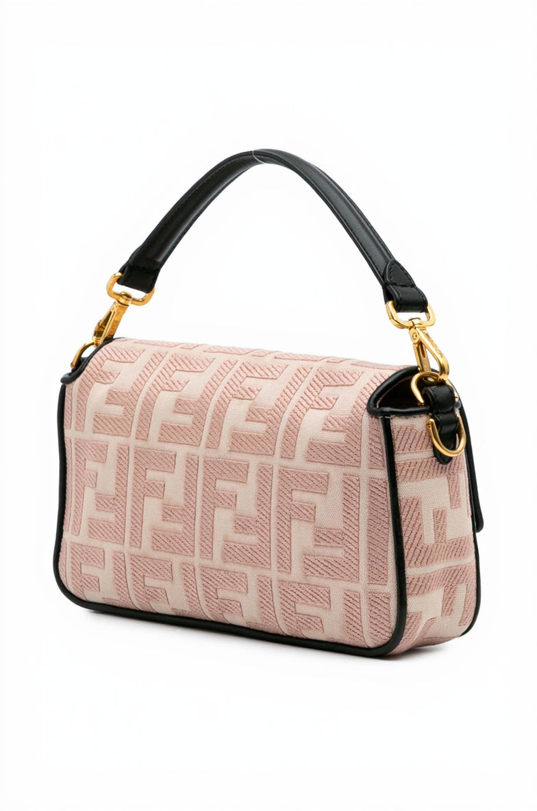 Fendi Zucca Embroidered Canvas Baguette in Blush Pink