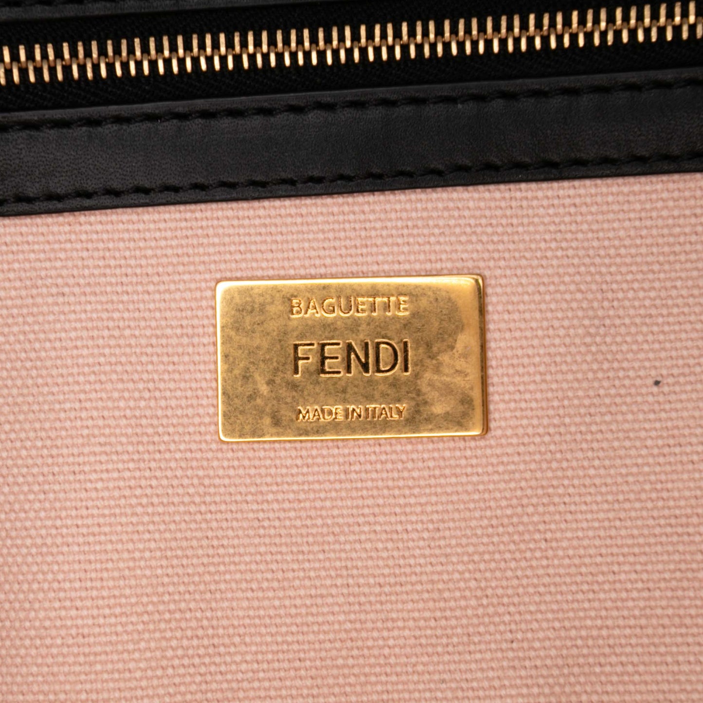 Fendi Zucca Embroidered Canvas Baguette in Blush Pink