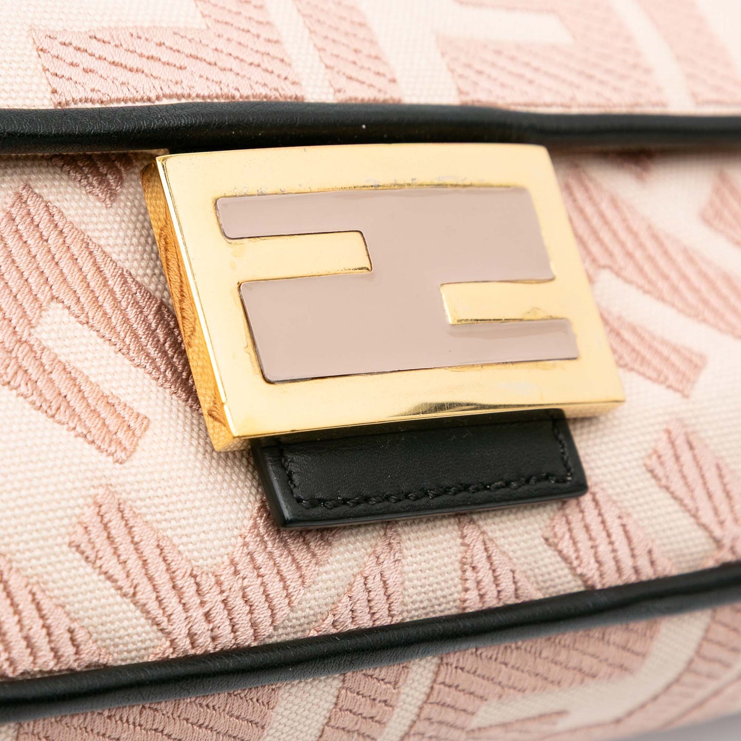 Fendi Zucca Embroidered Canvas Baguette in Blush Pink