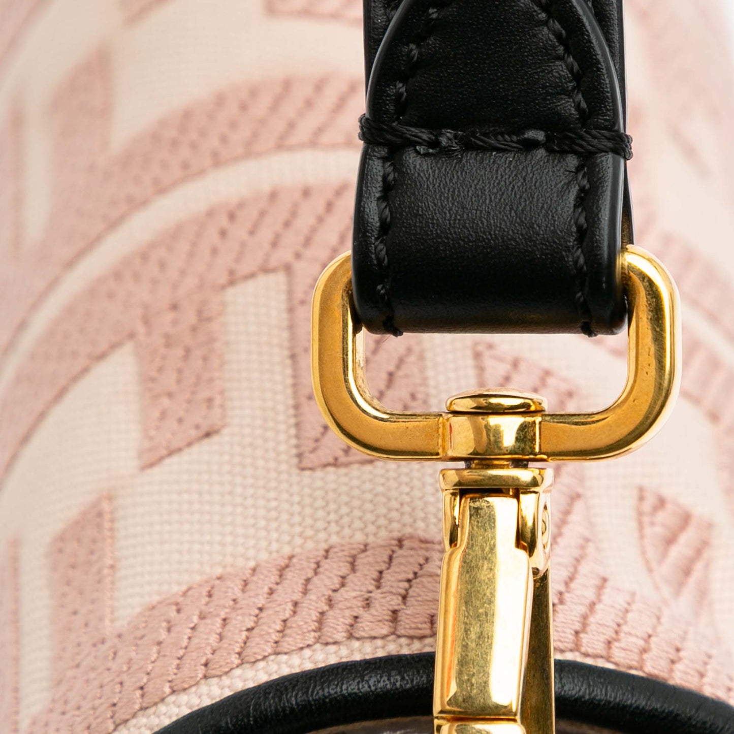 Fendi Zucca Embroidered Canvas Baguette in Blush Pink